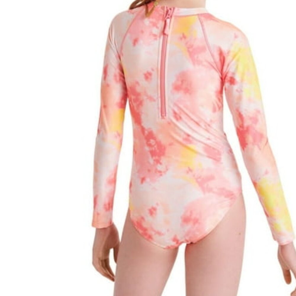 JUSTICE Girls M Rashguard 1 Piece Twist Swimsuit SIZE 10 UPF 50+ NEW - Picture 8 of 8